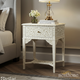 Vintage-Inspired White Bone Inlay Bedside Table | Luxury Handmade Bedside Table