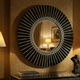 Elegant Round Decorative Wall Mirror with Black and Silver Frame | Luxury Handmade Mirror