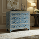 Blue Floral Patterned Wooden Chest of Drawers | Luxury Handmade Chest of Drawer