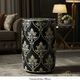 Black and White Patterned Drum Accent Table | Luxury Handmade Stool