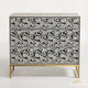 Bone Inlay 3-Drawer Dresser Large in Black Color | Luxury Handmade Dresser