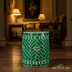 Green Geometric Pattern inlay Garden Stool | Luxury Handmade Stool