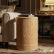 Elegant Carved inlay Drum | Luxury Handmade Side Table