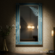 Elegant Blue Fern-Embossed Mirror | Luxury Handmade Mirror