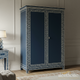 Elegant Blue and White Ornate Wooden Wardrobe | Luxury Handmade Wardrobe