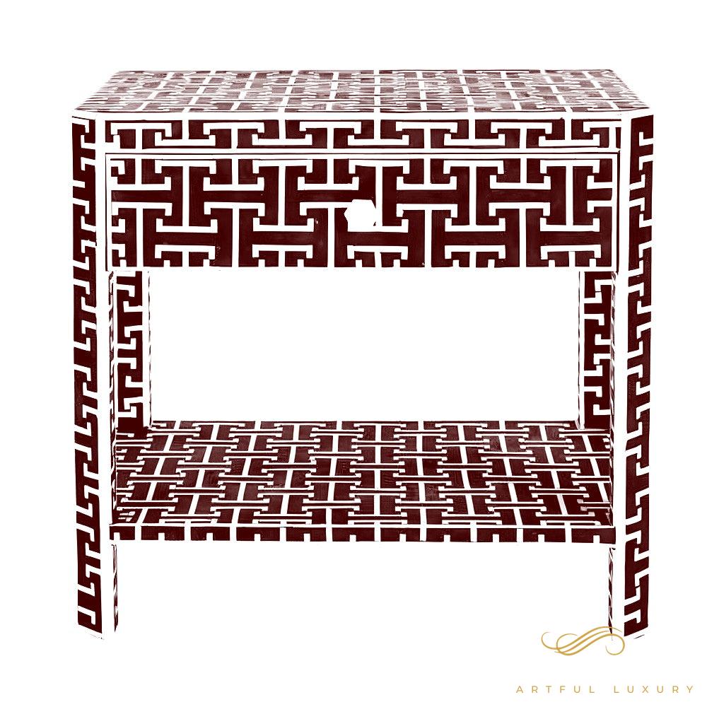 Bone Inlay Bedside Table for Home | Luxury Handmade Bedside Table