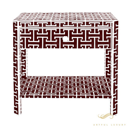 Bone Inlay Bedside Table for Home | Luxury Handmade Bedside Table