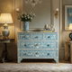 Hand-Painted Blue Floral Chest of Drawers | Luxury Handmade Dresser
