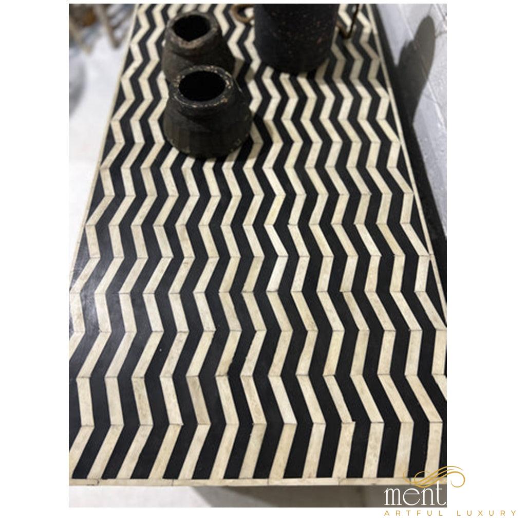 Chevron wood Dresser Black Mother of Pearl | Luxury Handmade Dresser