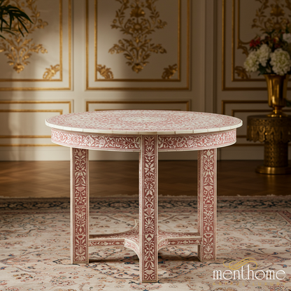 Round Bone Inlay Dining Table | Luxury Handmade Coffee Table