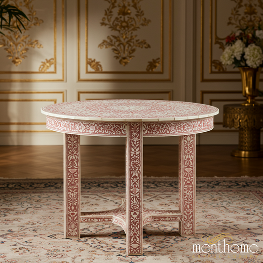 Round Bone Inlay Dining Table | Luxury Handmade Coffee Table