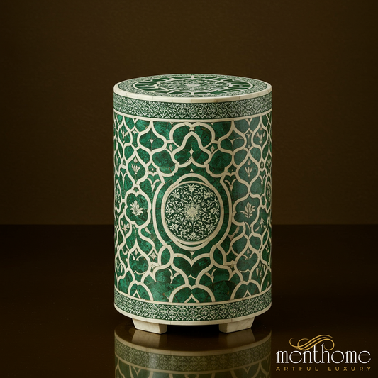 Jade Vine Traditional Ceramic Stool | Luxury Handmade Side Table