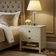 Elegant Floral Carved Wooden Nightstand with Two Drawers | Luxury Handmade Bedside Table