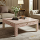 Handcrafted Pink Bone Inlay Square Coffee Table | Luxury Handmade Coffee Table