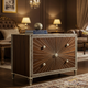 Elegant Sunburst Inlay Wooden Chest of Drawers | Luxury Handmade Dresser