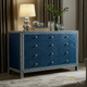 Elegant Blue Four-Drawer Dresser with Inlaid Pattern | Luxury Handmade Dresser