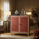 Red and White Patterned Wooden Cabinet | Luxury Handmade Cabinet