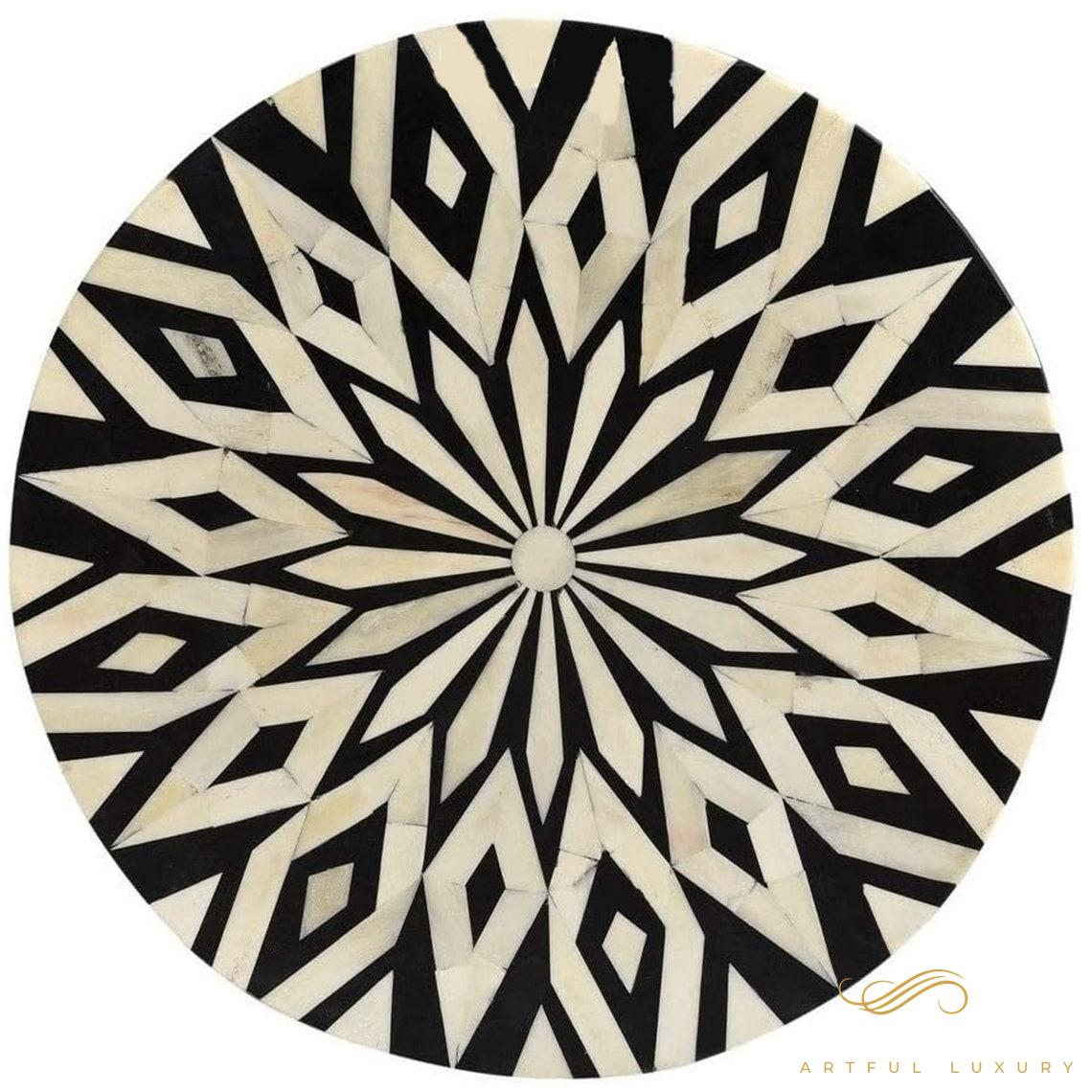 Modern Floral Pattern Stool for Home Furniture Handmade Wooden Inlay Stool | Luxury Handmade Stool