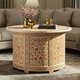 Handcrafted Floral Inlay Round Coffee Table | Luxury Handmade Coffee Table