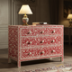 Red Floral Inlay Wooden Chest of Drawers | Luxury Handmade Chest of Drawer