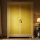 Elegant Yellow Decorative Wardrobe | Luxury Handmade Wardrobe