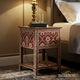 Elegant Red and White Patterned Wooden Nightstand | Luxury Handmade Bedside Table
