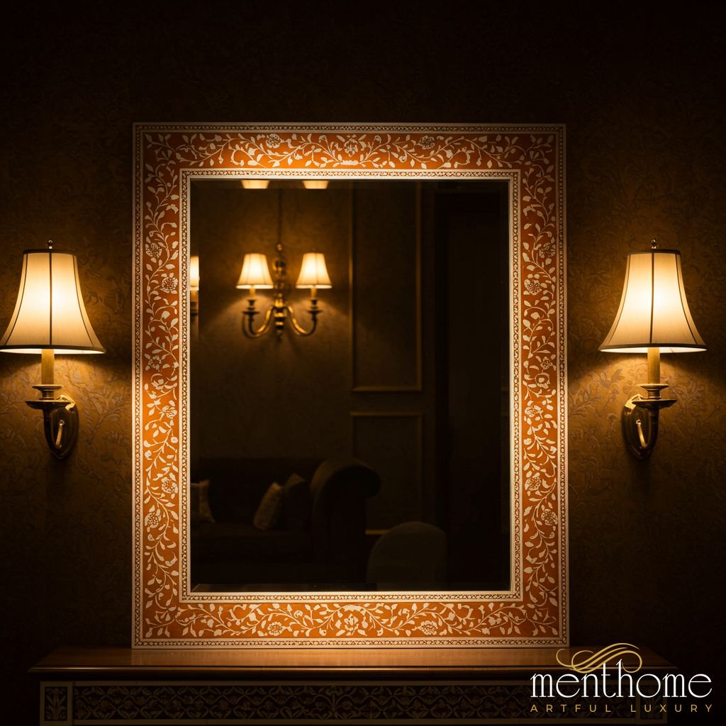 Ornate Floral Frame Wall Mirror | Luxury Handmade Mirror