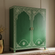 Elegant Green Hand-Painted Wooden Wardrobe | Luxury Handmade Wardrobe