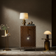 Sunburst Patterned Wooden Cabinet with Gold Accents | Luxury Handmade Tallboy