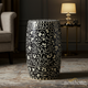 Black and White Floral Patterned inlay Garden Stool | Luxury Handmade Stool
