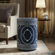 Elegant Blue and White inlay Stool | Luxury Handmade Side Table
