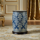 Decorative Blue and White Patterned inlay Stool | Luxury Handmade Stool