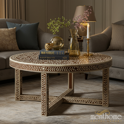 Handcrafted Inlaid Wooden Coffee Table | Luxury Handmade Coffee Table