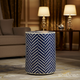 Blue and White Chevron Patterned Accent Stool | Luxury Handmade Stool