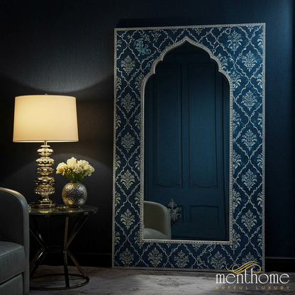 Oriental Blue Decorative Wall Mirror | Luxury Handmade Mirror