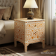 Handcrafted Floral Bone Inlay Nightstand | Luxury Handmade Bedside Table