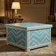 Blue Chevron Patterned Wooden Storage Coffee Table | Luxury Handmade Coffee Table