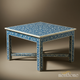Blue and White Floral Inlay Square Coffee Table | Luxury Handmade Coffee Table