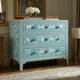 Vintage Blue Painted Chest of Drawers with Dog Motif | Luxury Handmade Chest of Drawer