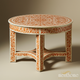 Handcrafted Floral Inlay Round Coffee Table | Luxury Handmade Coffee Table