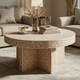 Ornate Floral Pattern Round Coffee Table | Luxury Handmade Coffee Table