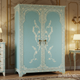 Hand-Painted Blue Floral Wardrobe | Luxury Handmade Wardrobe