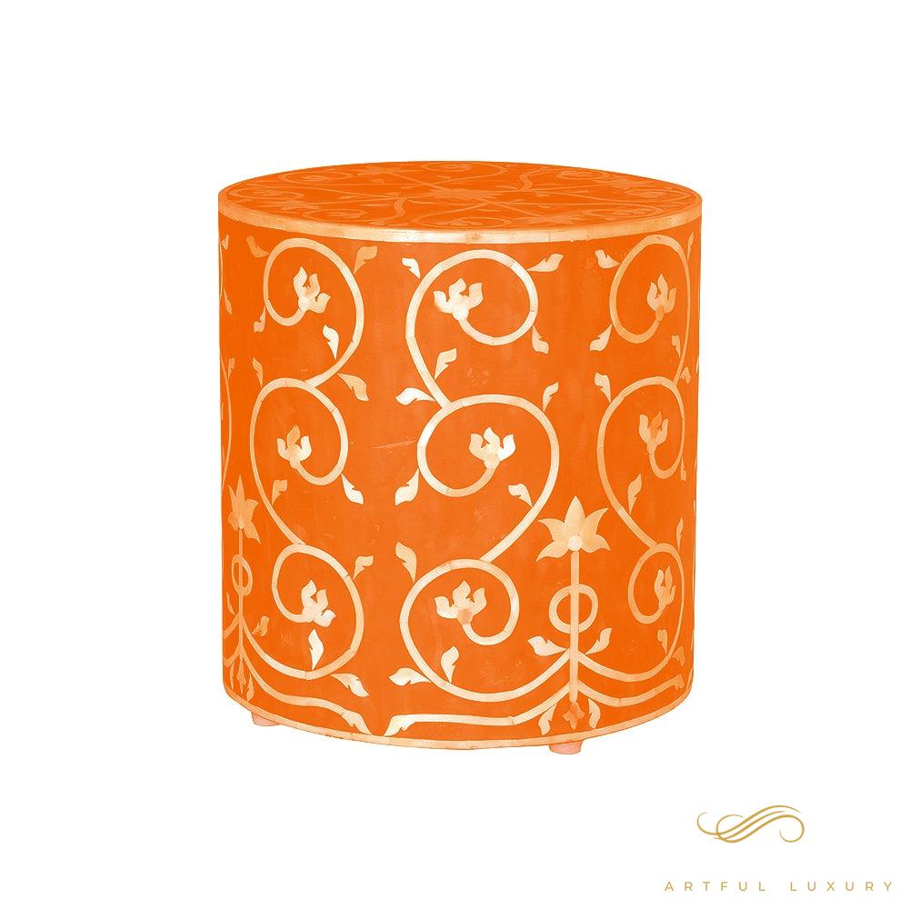 Bone Inlaid Stool Handcrafted | Luxury Handmade Stool