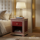 Elegant Red and Gold Greek Key Pattern Nightstand | Luxury Handmade Bedside Table