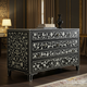 Black Floral Inlay Wooden Chest of Drawers | Luxury Handmade Dresser
