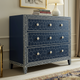 Navy Blue Bone Inlay Chest of Drawers | Luxury Handmade Dresser