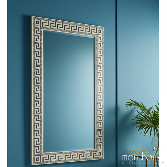 Greek Key Framed Mirror | Luxury Handmade Mirror