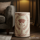 Elegant Floral Storage Ottoman | Luxury Handmade Side Table