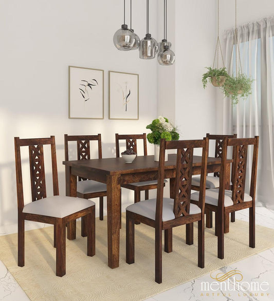 Modern Rosewood Dining Chair and Table In Provincial Teak Finish with Cushioning | Luxury Handmade Chair