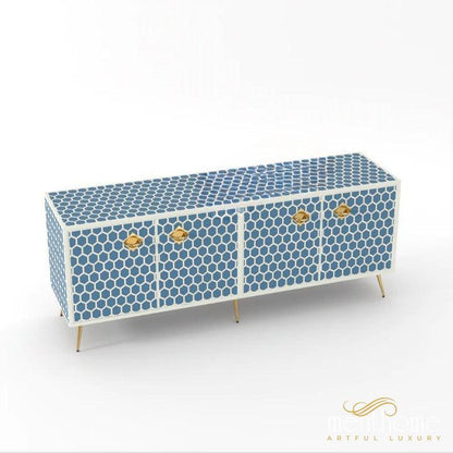 HoneyComb-Bone Inlay -Rectangular-Cabinet | Luxury Handmade Cabinet